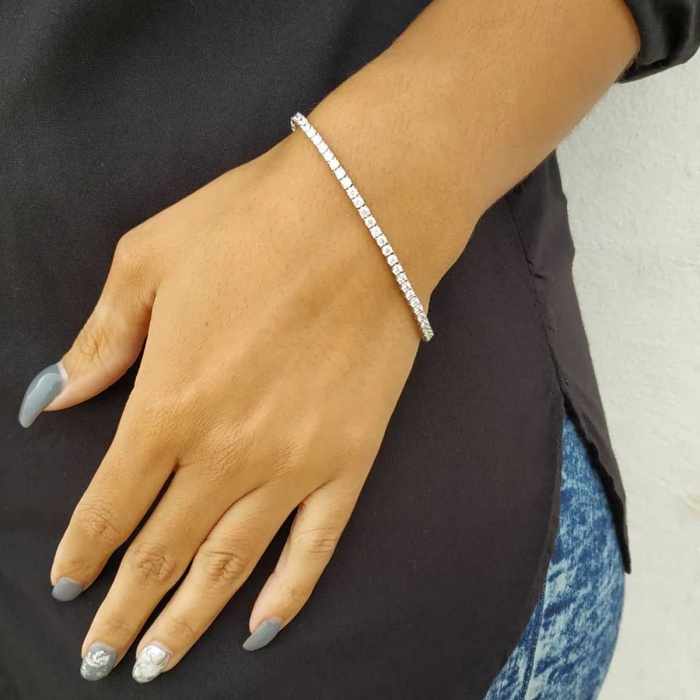 5A Cubic Zirconia CZ HIP Hop Bling Women Girl Jewelry 3MM CZ Thin Tennis Chain Sparking Fashion Bracelet Jewelry