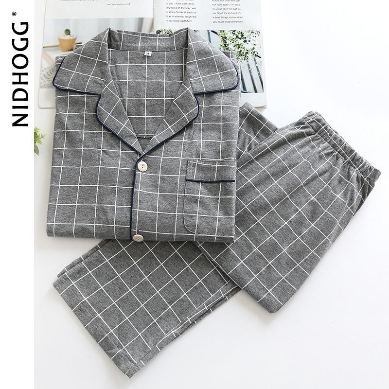 Men's Long Sleeve Pajamas Autumn Cotton Plaid Printing Men Nightwear Plus Size Knitting Sleep Tops Elastic Waist 2 Piece Set, Gray
Men's Long Sleeve Pajamas Autumn Cotton Plaid Printing Men Nightwear Plus Size Knitting Sleep Tops Elastic Waist 2 Piece Set, Gray