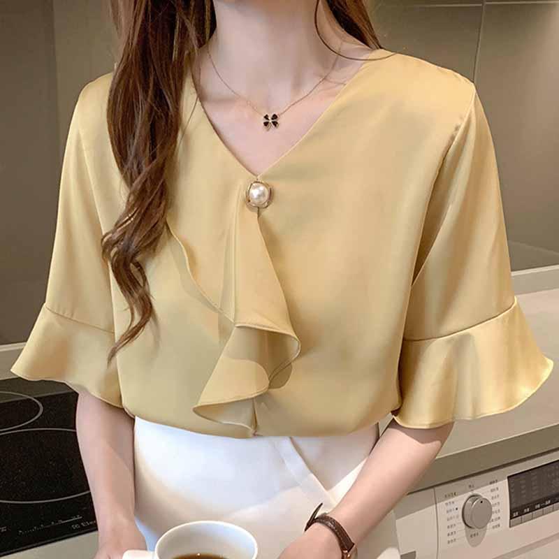 Blouse Women Blusas Mujer De Moda 2021 Short Sleeve Women Tops Shirts Ruffles V-neck Chiffon Blouse Shirt Blouses D311, Pink
Blouse Women Blusas Mujer De Moda 2021 Short Sleeve Women Tops Shirts Ruffles V-neck Chiffon Blouse Shirt Blouses D311, Pink