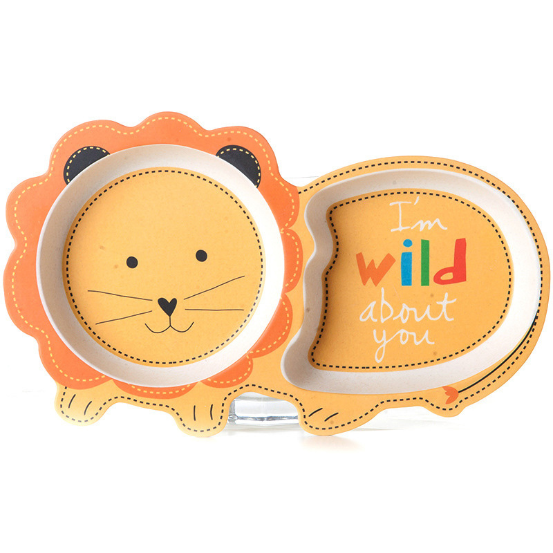 Cartoon animal children dinner plate bamboo fiber kids dinnerware health environmental tableware LJ201019