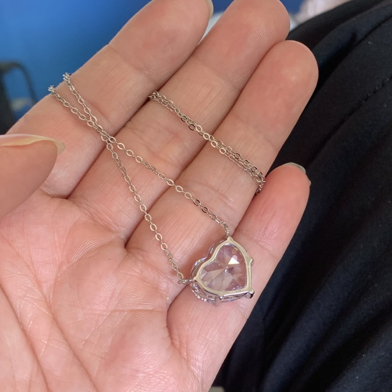 Sterg Sier Large Heart Pendant Necklace with Cubic Zirconia for Women - Wedding, Party, Valentine's Day Gift d234