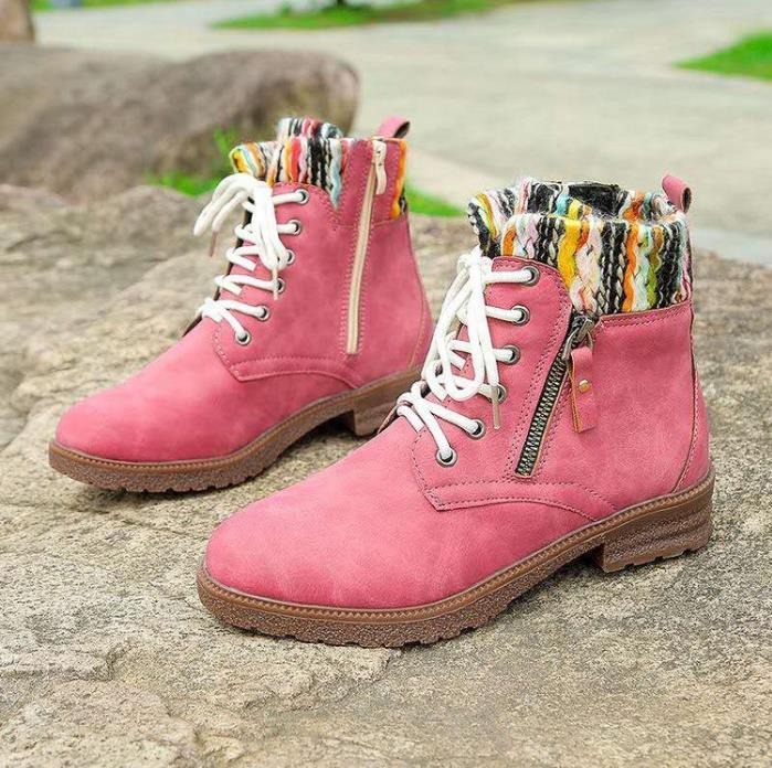 New cross border women's shoes large medium tube boots women's round head front lace up low heel Knight boots, As the picture
New cross border women's shoes large medium tube boots women's round head front lace up low heel Knight boots, As the picture