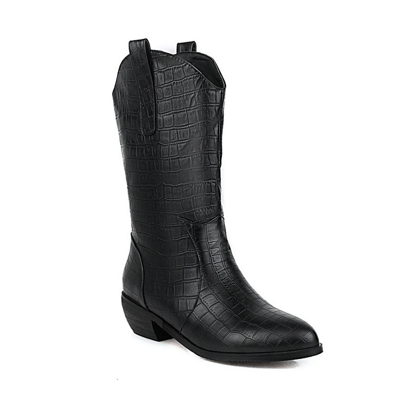 2021 New Pu Leather Mid Calf Fashion Square Heel Not Lace-up Long Boots Autumn Winter Pointed Toe Women Shoes Size 34-43 Ncgy, Black
2021 New Pu Leather Mid Calf Fashion Square Heel Not Lace-up Long Boots Autumn Winter Pointed Toe Women Shoes Size 34-43 Ncgy, Black