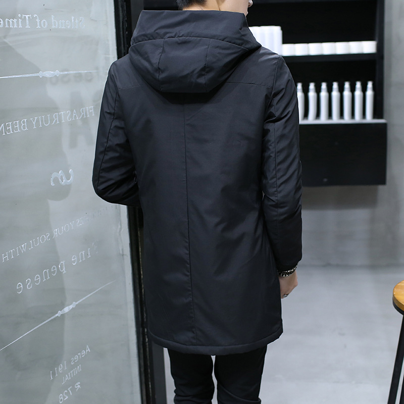 Men's Windbreaker Long Parka Hooded Korean Warm Anorak Coat Cotton Male Clothing Fur Fleece Men Winter Jacket 201023