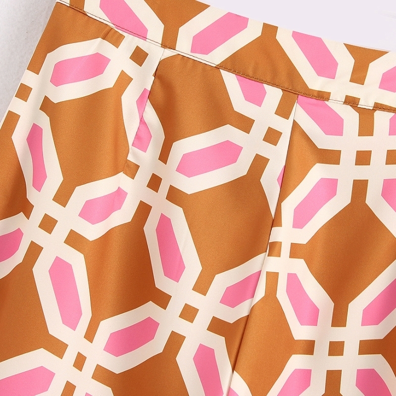 Women popular colorful geometric print straight pants femme leisure zipper Trousers office lady wear casual slim chic pants LJ201130