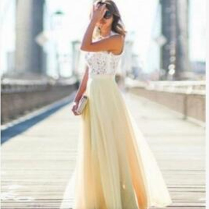 In Stock Cheap Long Bridesmaid Dresses 2021 Blush Pink Lace Chiffon Bohemian Beach Junior Maid Of Honor Wedding Guest Dress