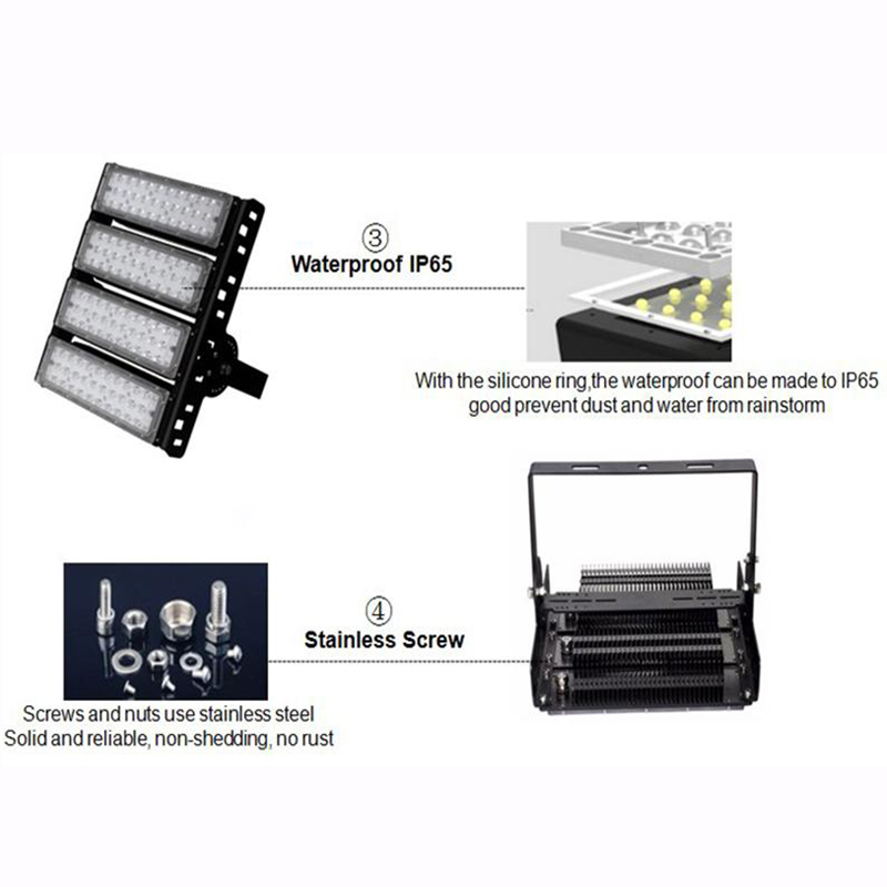 Tunnel Lights 50W 100W 150W 200W 250W 300W SMD3030 Floodlight Module Fin Heat Dissipation Waterproof IP65 Cool White For Highway P