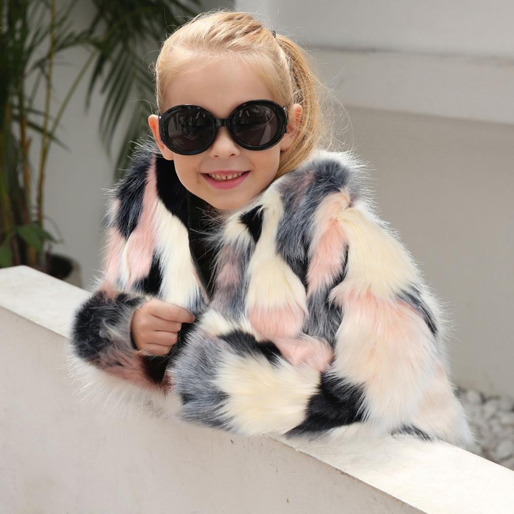 Winter Warm Clothes Faux-Fur ThickSolid Coat Outwear Kids Baby Girls accessories My First Christmas Baby Clothes Vestiti BambinaX1019