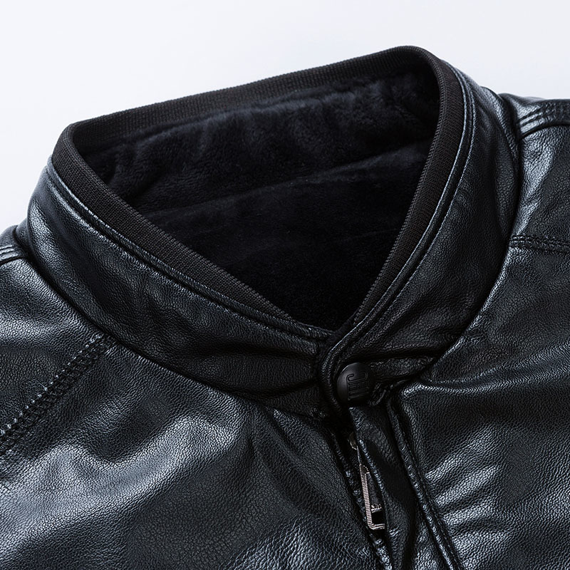 Winter Fashion Men Leather Jacket High Quality Soft Woolen Lining Business PU Leather Jacket Men 2 Colors J9516-48878-G 201120