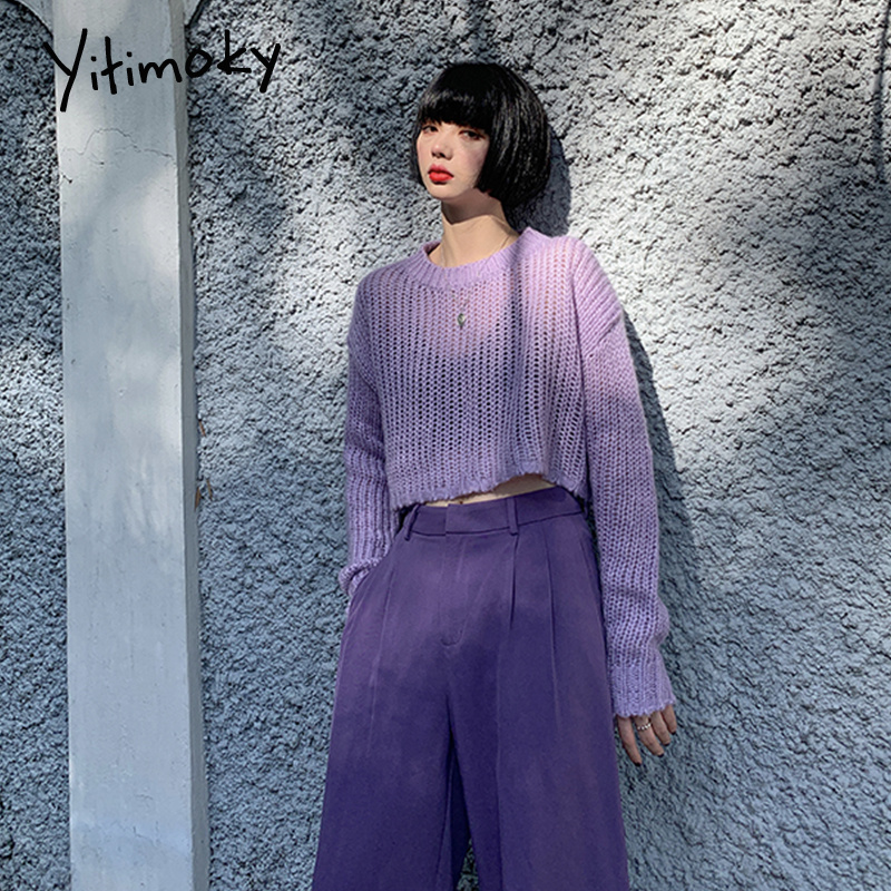 purple wide leg pants women plus size S-5XL black trousers office Suit pants streetwear straight harajuku formal high waist pant 201106