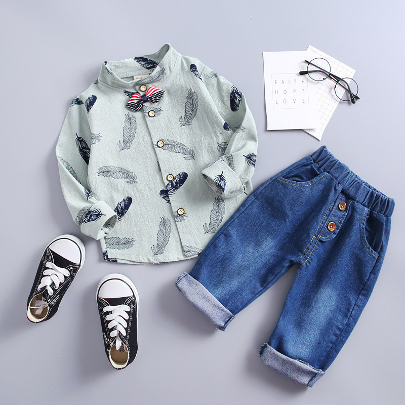 Spring Autumn New Children Sports Clothes Baby Boy Girl Casual T-Shirt Jeans Pants Toddler Fashion Clothing Kids Tracksuits Y1107