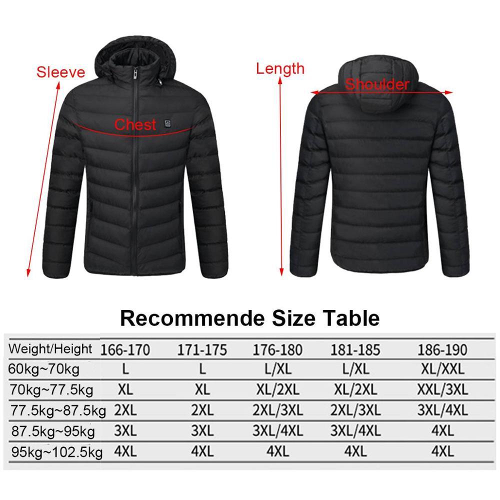 NEW Men Heated Jackets Outdoor Coat USB Electric Battery Long Sleeves Heating Hooded Jackets Warm Winter Thermal Clothing 201218