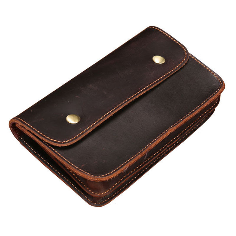 Vintage Crazy Horse Leather Fanny Waist Pack Men Genuine Leather Travel Belt Waist Bags Male Small Phone Pouch Bum Bag 201118