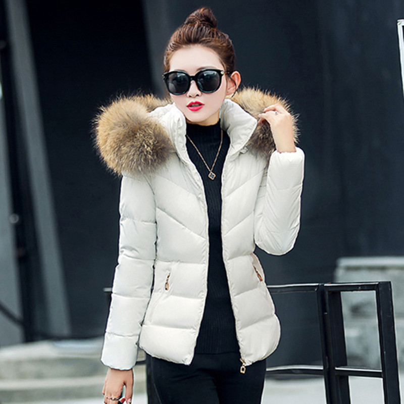 Slim Jacket Women Parkas Winter Fur Collar Hooded Short Women Jackets Cotton Warm Black Winter Female Coat Outwear KNHJ633 201026