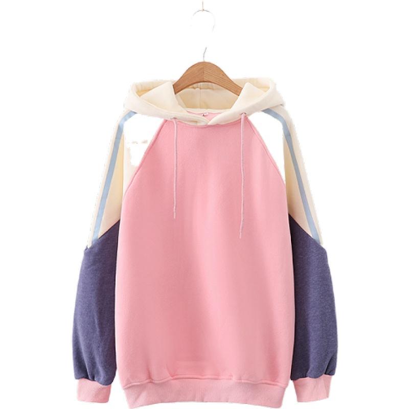 Autumn Winter Women Fleece Plus Velvet Padded Hooded Sweatshirt Casual Color Matching Long Sleeve Pullover Warm Hoodies 2010801, Pink
Autumn Winter Women Fleece Plus Velvet Padded Hooded Sweatshirt Casual Color Matching Long Sleeve Pullover Warm Hoodies 2010801, Pink