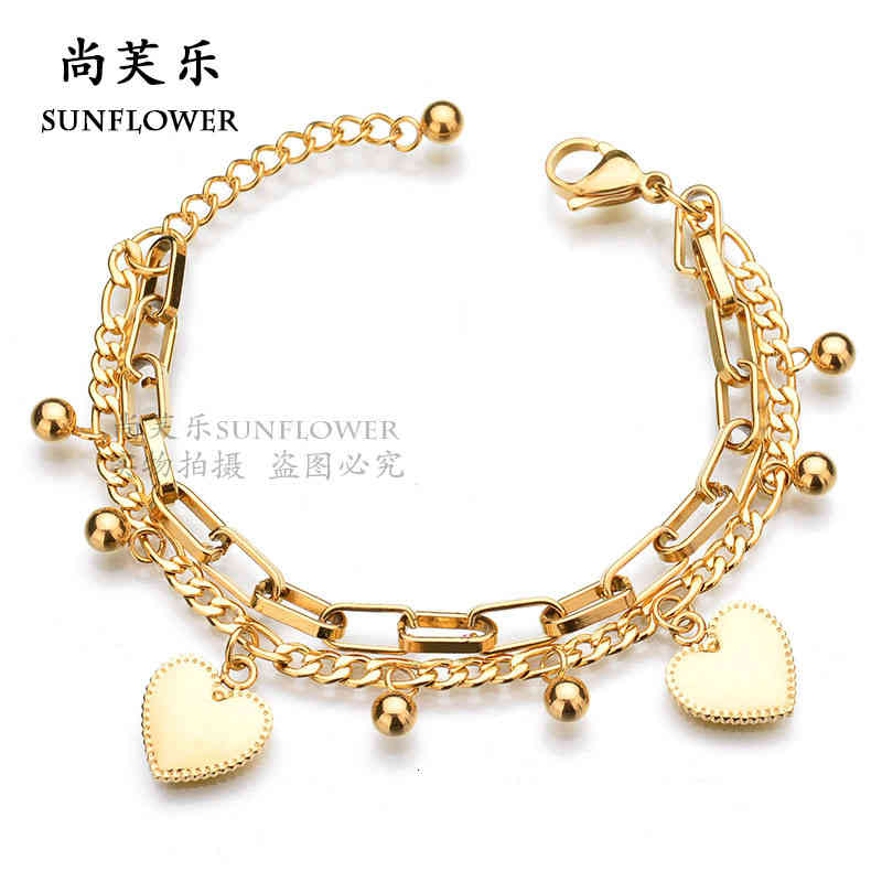 Bangle Charm Bracelets Bohemian Fashion Multi-layer Stainless Steel Love Beads Nk Women's