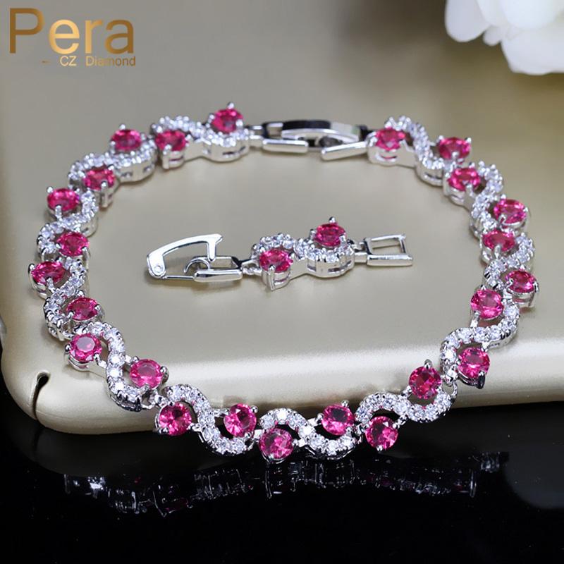 Pera Romantic Link Chain CZ Bracelets Bangle Hot Pink Red Cubic Zirconia Crystal S Shape Fashion Party Jewelry for Women B016
Pera Romantic Link Chain CZ Bracelets Bangle Hot Pink Red Cubic Zirconia Crystal S Shape Fashion Party Jewelry for Women B016