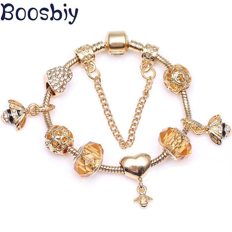 Charm Bracelets Arrival Gold Color Bracelet With Small Bees Pendant DIY European Fine For Women Fashion Jewelry Gift
Charm Bracelets Arrival Gold Color Bracelet With Small Bees Pendant DIY European Fine For Women Fashion Jewelry Gift