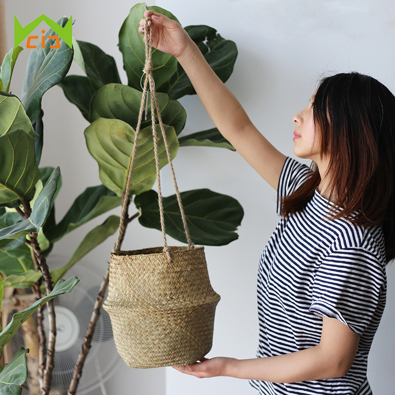 WHISM Hanging Flower Basket Seagrass Plant Flower Pots Decorative Wicker Planter Flowerpot for Home Living Room Bedroom Decor Y200723
WHISM Hanging Flower Basket Seagrass Plant Flower Pots Decorative Wicker Planter Flowerpot for Home Living Room Bedroom Decor Y200723