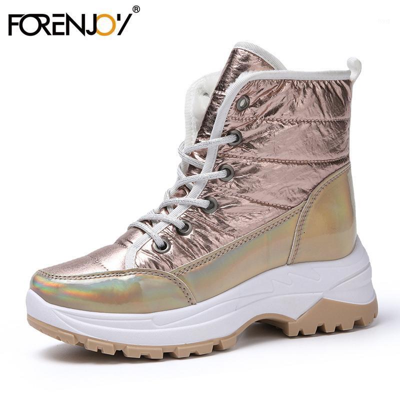 FORENJOY Women's shoes winter new boots children boots plus velvet thick warm snow women platform1, Pink