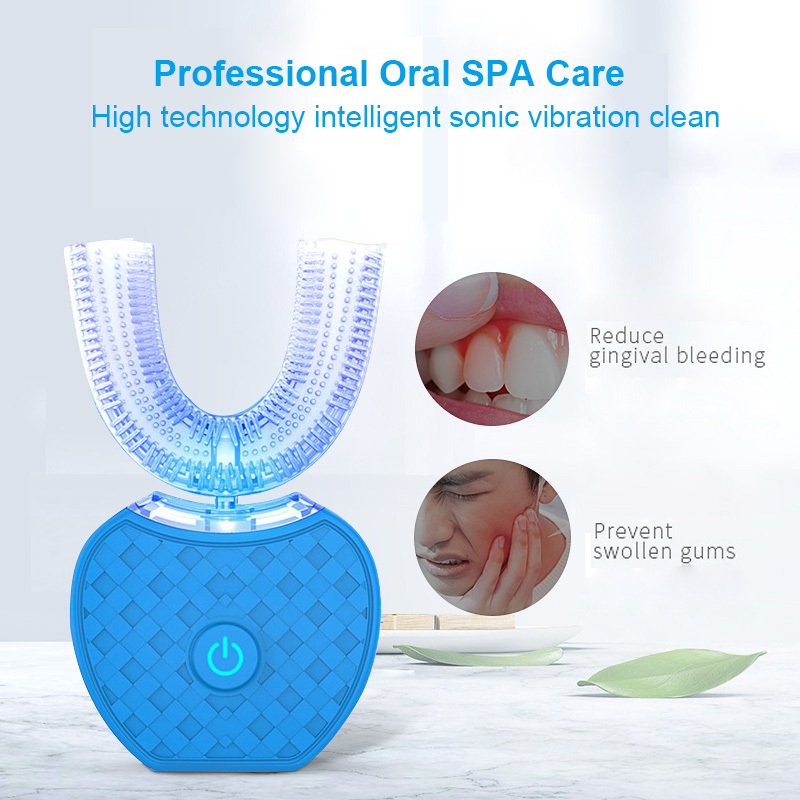 360 Degree Sonic Electric Toothbrush New Upgrade Generation Blue Light Intelligent Memory Tooth Brush Inductive Charging U Type 201113