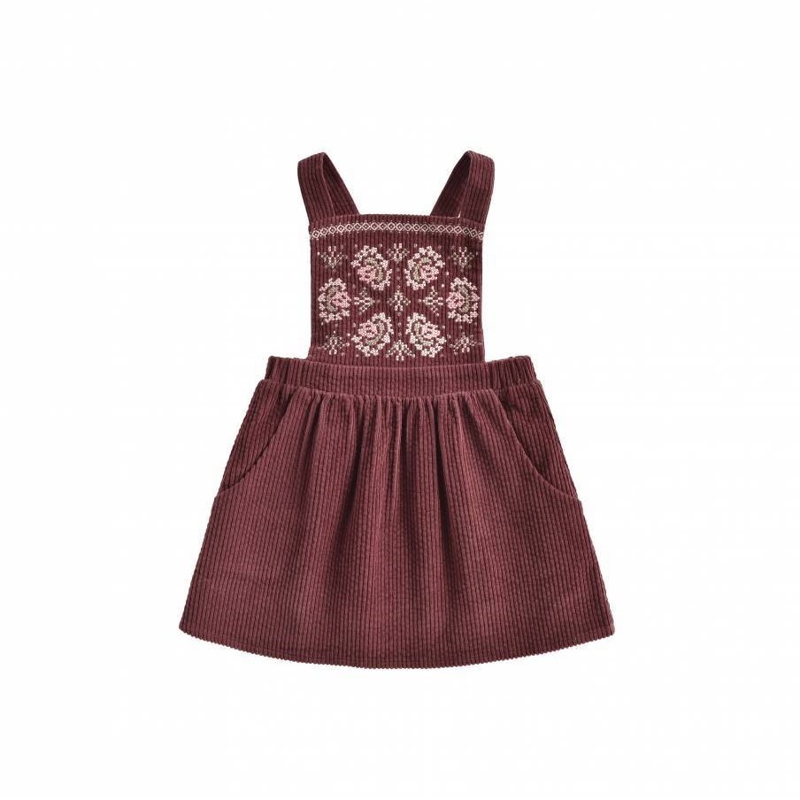 Pre-sale 2020 Autumn and Winter LM Same Style Girls Ruffled Knitted Corduroy Embroidered Overalls SetsX1019