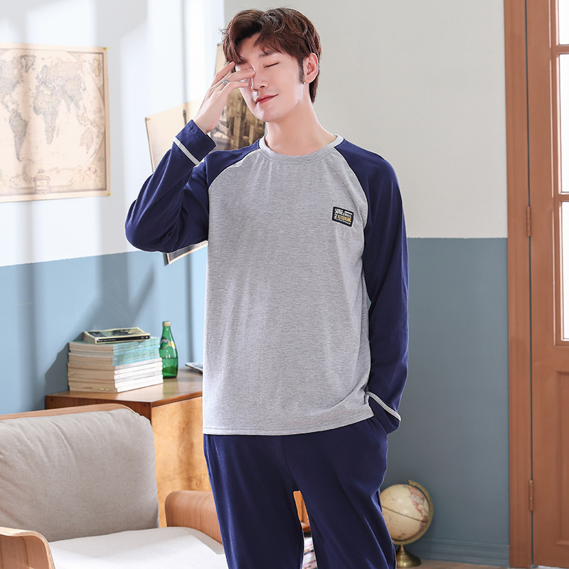 Plus Size 4XL Pajamas Sleeping Suits for Men Full Cotton Long Sleeve Pants Raglan Sleeves Pyjamas Male Autumn Winter Pijamas 201109
