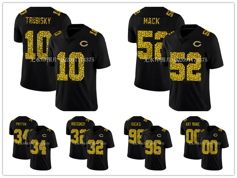 Chicago„Bears„MEN Mitchell Trubisky Hicks Payton Khalil Mack flocking leopard print Steam does not touch limited football Jersey Chicago„Bears„MEN Mitchell Trubisky Hicks Payton Khalil Mack flocking leopard print Steam does not touch limited football Jersey