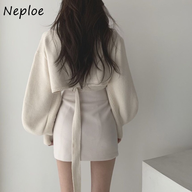 Neploe Chic Lace Up Irregular Lantern Sleeve Knitted Sweater Autumn Solid Color V-neck Pullover Women Fashion Femme Tops 201203, Apricot skirt s
Neploe Chic Lace Up Irregular Lantern Sleeve Knitted Sweater Autumn Solid Color V-neck Pullover Women Fashion Femme Tops 201203, Apricot skirt s