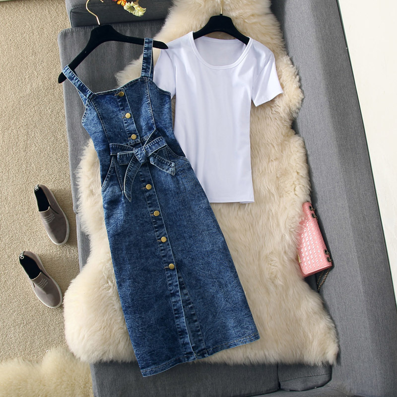 2021 Women's Sets Spring New Denim Spaghetti Strap Suit Summer Short-sleeved T-shirt + Jeans Overalls Es 2pcs Y161 5cpf, Denim dress set
2021 Women's Sets Spring New Denim Spaghetti Strap Suit Summer Short-sleeved T-shirt + Jeans Overalls Es 2pcs Y161 5cpf, Denim dress set