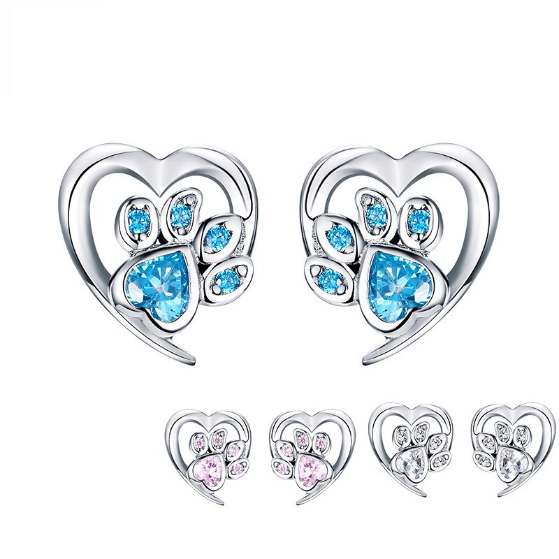 Blue Crystal Pet Paw Stud Earrings for Girl Heart Shape CZ Footprint Ear Studs Jewelry Women Design Bijoux SCE654
Blue Crystal Pet Paw Stud Earrings for Girl Heart Shape CZ Footprint Ear Studs Jewelry Women Design Bijoux SCE654