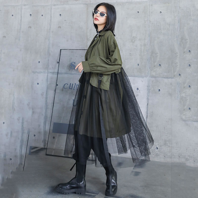 XITAO Mesh Patchwork jacket Women Loose Fashion Irregular Personality New Autumn Plus Size Women Clothes Streetwear ZP2998 201017