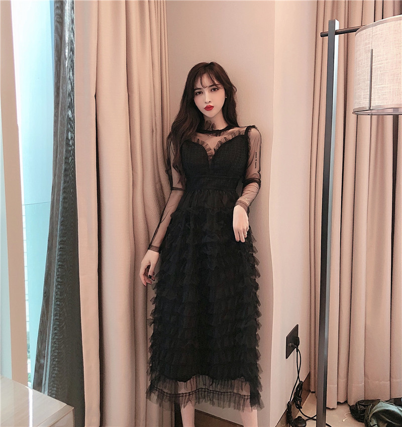2021 New Cute Fairy Knit Sweet Ladies Wear Threads Sheer Cake Cascade Sleeves Formal Waist-high Dress Long Dresses KWBQ, Black
2021 New Cute Fairy Knit Sweet Ladies Wear Threads Sheer Cake Cascade Sleeves Formal Waist-high Dress Long Dresses KWBQ, Black