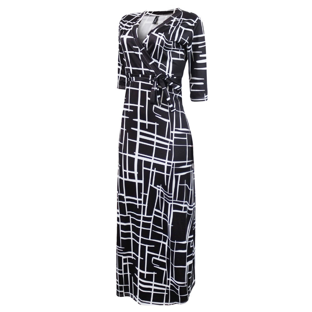 HAOOHU Plus Size black Bohemian Long Dress Women Autumn Winter Tunic Maxi Beach Dress gold Female Floor-Length Vestido T200320