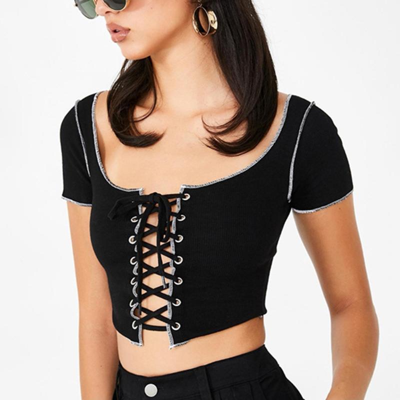 Woman Streetwear T-Shirt Croptop Punk Hollow Out Lace Up Tees Korean Style Crop Tops Summer Casual Bodycon Sexy Low Chest1, White
Woman Streetwear T-Shirt Croptop Punk Hollow Out Lace Up Tees Korean Style Crop Tops Summer Casual Bodycon Sexy Low Chest1, White