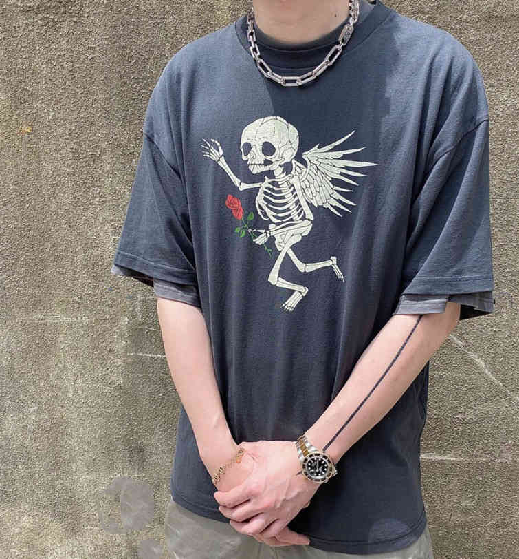 Fashion Mens Gallerydept T Shirt 2022 Angel Skull Print Used Short Sleeve Men' and Women' High Street Vintage Washed shirts, Wash water black
Fashion Mens Gallerydept T Shirt 2022 Angel Skull Print Used Short Sleeve Men' and Women' High Street Vintage Washed shirts, Wash water black