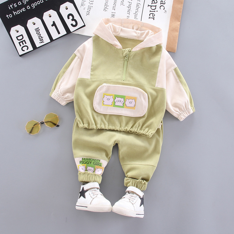 Childrenswear BOY'S Joint Hooded Long-sleeved Sweater Casual Children Loose T-shirt Sporty Spring and Autumn Two-Piece WholesaleX1019