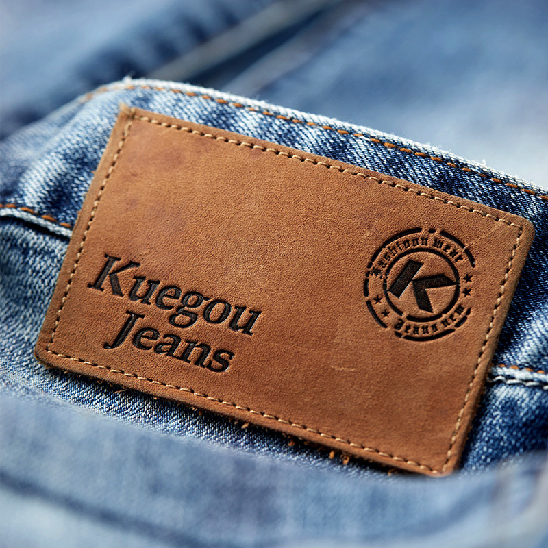 KUEGOU cotton spandex Men's casual blue jeans Men's fashion Korean style slim type straight jeans pants size KK-2923 201128