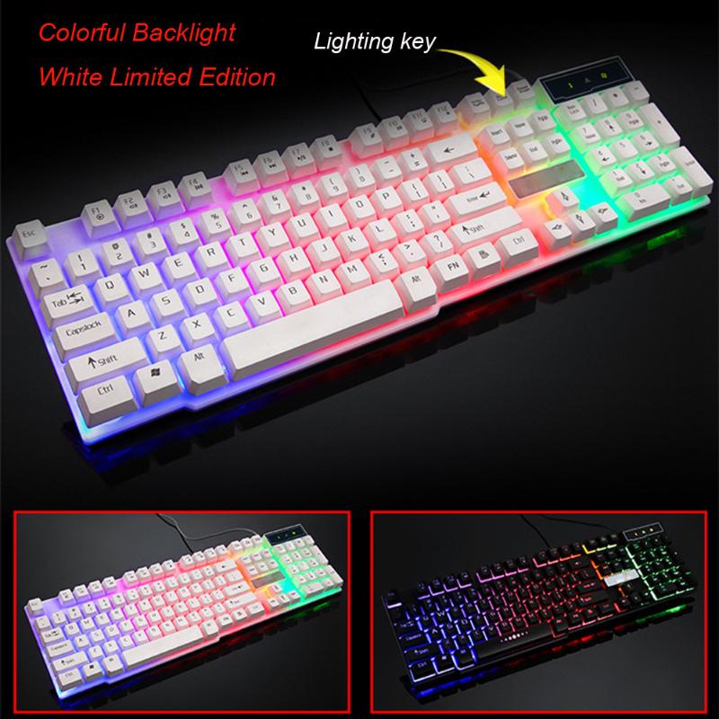 

Wired PC Rainbow Gaming Keyboard Colorful Crack LED Illuminated Backlit USB Professional Keyboard 104 keys Computer Gamer