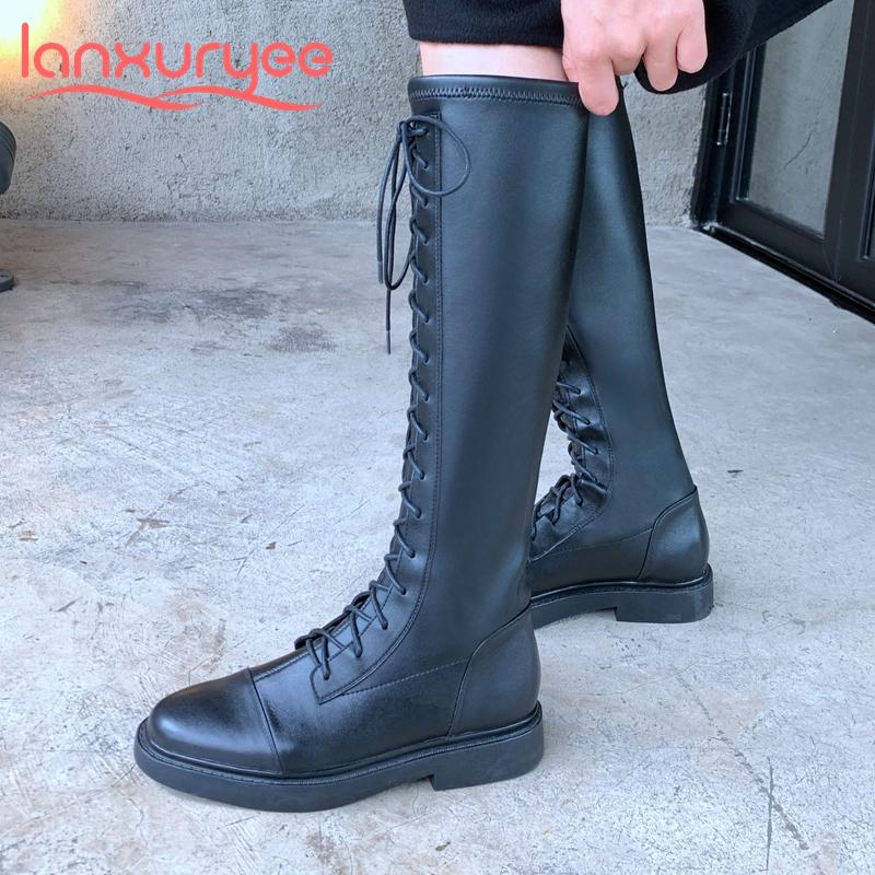 Lanxuryee genuine leather round toe low heel winter shoes cross-tied Korean street pretty girls dating basic knee-high boots L31, Black2
Lanxuryee genuine leather round toe low heel winter shoes cross-tied Korean street pretty girls dating basic knee-high boots L31, Black2
