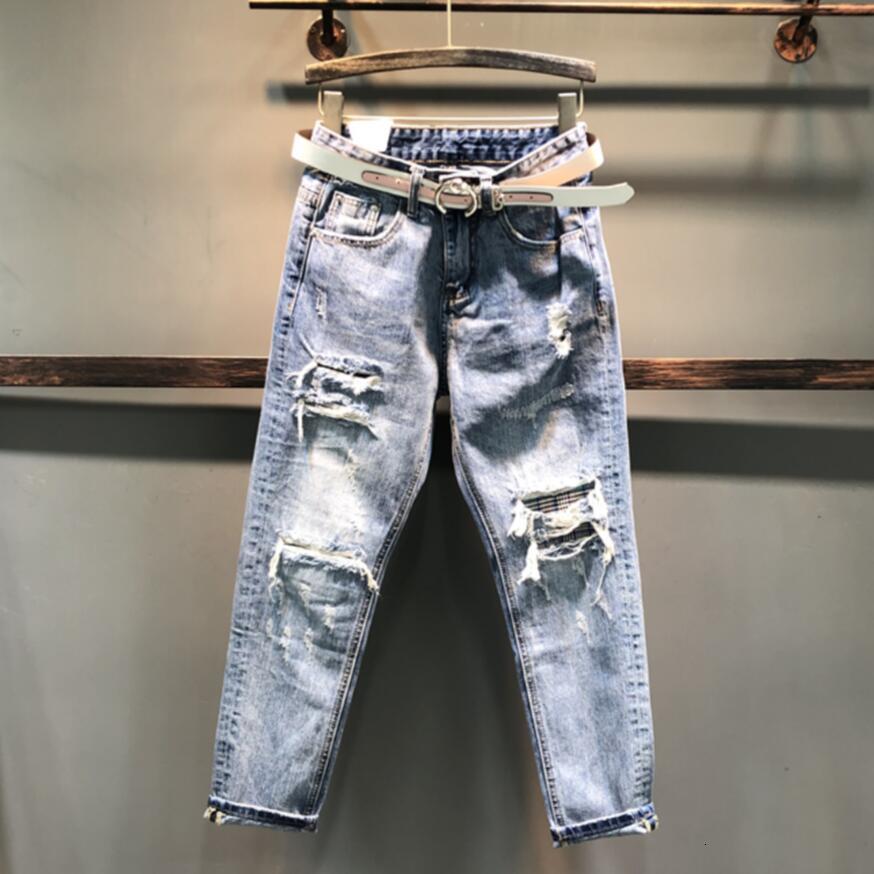 Breeze Beggar 2021 Spring New Fake Hole Denies Women's High Waist Slacks Hare Pants Q509 Orce, Denim blue.
Breeze Beggar 2021 Spring New Fake Hole Denies Women's High Waist Slacks Hare Pants Q509 Orce, Denim blue.