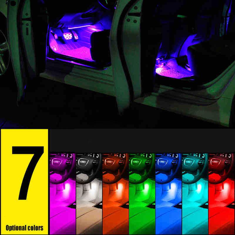 4Pcs 48-LEDs Car Interior Atmosphere Decorative Lighting Kit, Multi Color With Sound Active Function Wireless Remote Control