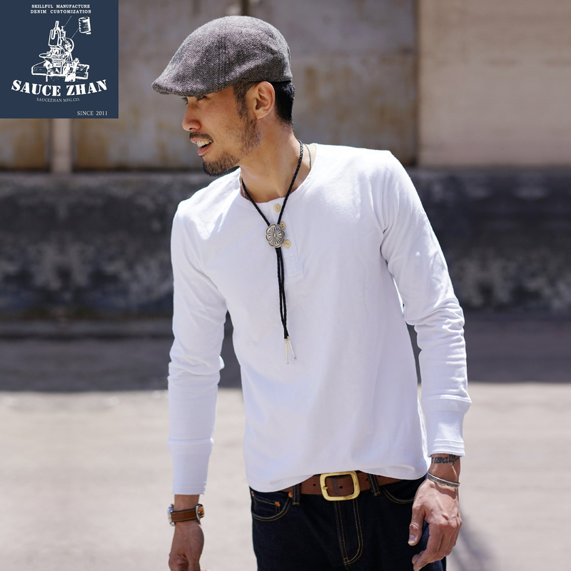 SauceZhan Thick Full T-shirt Cotton Men's Summer Slim Fit T-shirt Casual Henry Collar High Quality Tshirt Free Shipping 201202