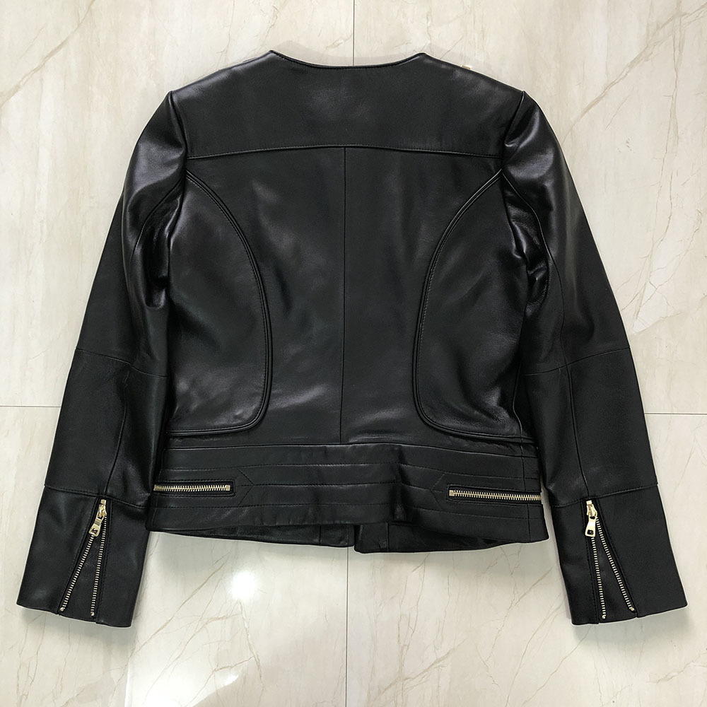 YOLOAgain Women genuine leather jacket ladies black real leather jacket 201030