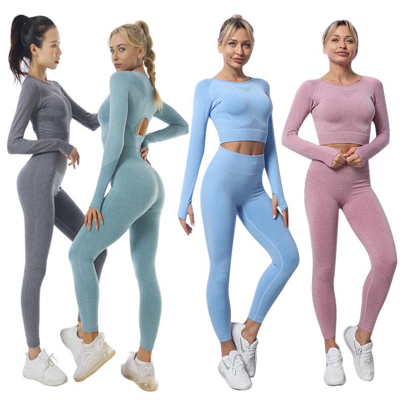 Women Seamless Yoga Suits Sportswear Sports Outfit Fitness Set Long-sleeved Tops High-waisted Leggings Fitness Sports Suits, Dark green
Women Seamless Yoga Suits Sportswear Sports Outfit Fitness Set Long-sleeved Tops High-waisted Leggings Fitness Sports Suits, Dark green