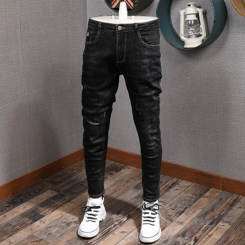 Fashion Streetwear Men Jeans High Quality Elastic Slim Fit Casual Vintage Designer Denim Pencil Pants Korean Style Long Trousers, Black
Fashion Streetwear Men Jeans High Quality Elastic Slim Fit Casual Vintage Designer Denim Pencil Pants Korean Style Long Trousers, Black