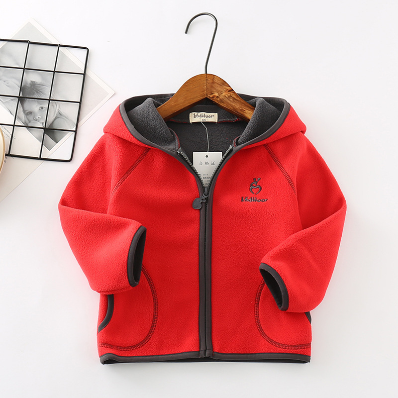 New Spring Autumn Girls&Boys Fleecy fleece Hooded children's coat Baby Kids Coats Jacket Clothing Outwear LJ200828