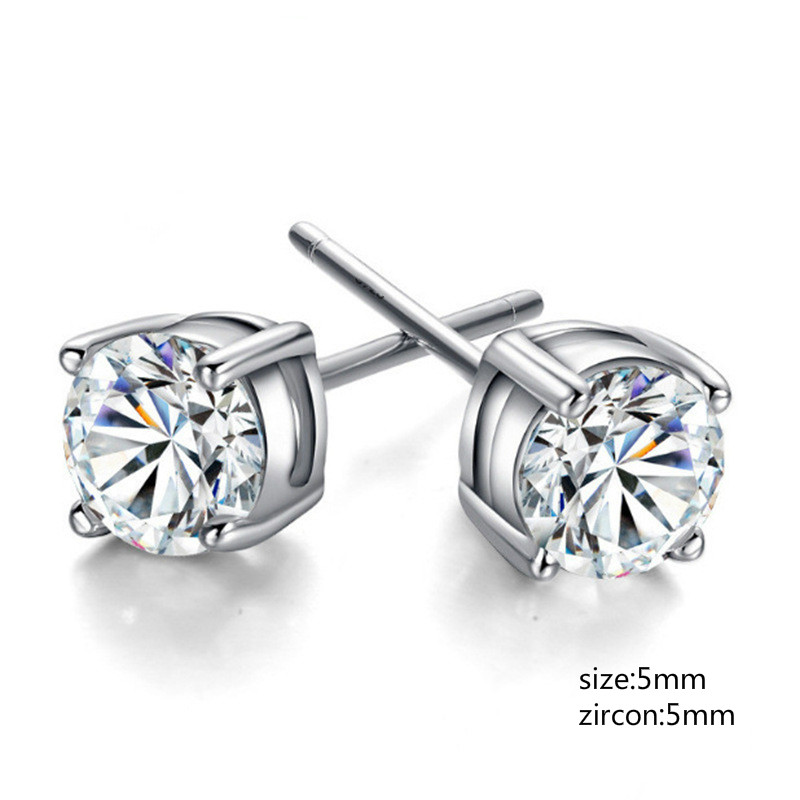 Zircon diamond stud earrings silver crystal women wedding ear rings fashion jewelry gift will and sandy