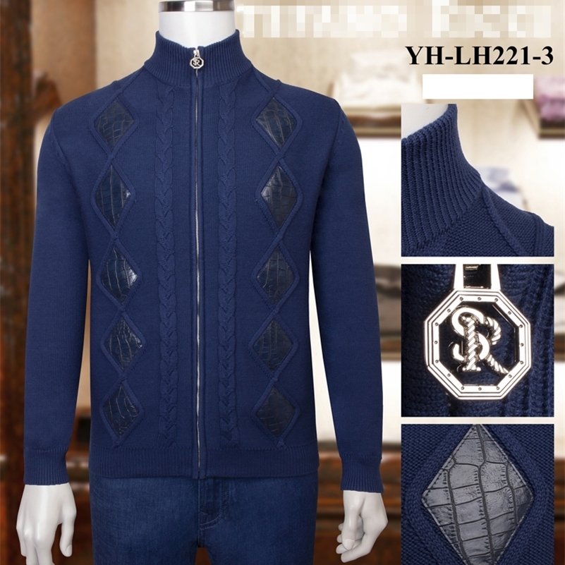 Billionaire sweater Cowhide Cardigan men's winter New fashion Casual embroidery British zipper big size M-4XL free shipping Y201006