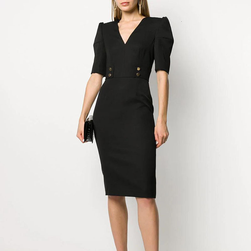 Spring/summer 2021 New Sleeve Sexy Short Metal Buckle with V-cleavage Black High Quality Dress Fine Stylish Feminine Temperament 9iih
Spring/summer 2021 New Sleeve Sexy Short Metal Buckle with V-cleavage Black High Quality Dress Fine Stylish Feminine Temperament 9iih